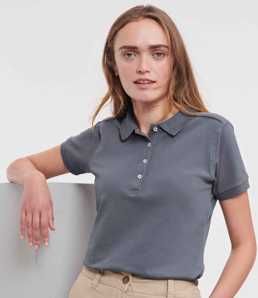 Russell Ladies Stretch Piqué Polo Shirt | Convoy Grey