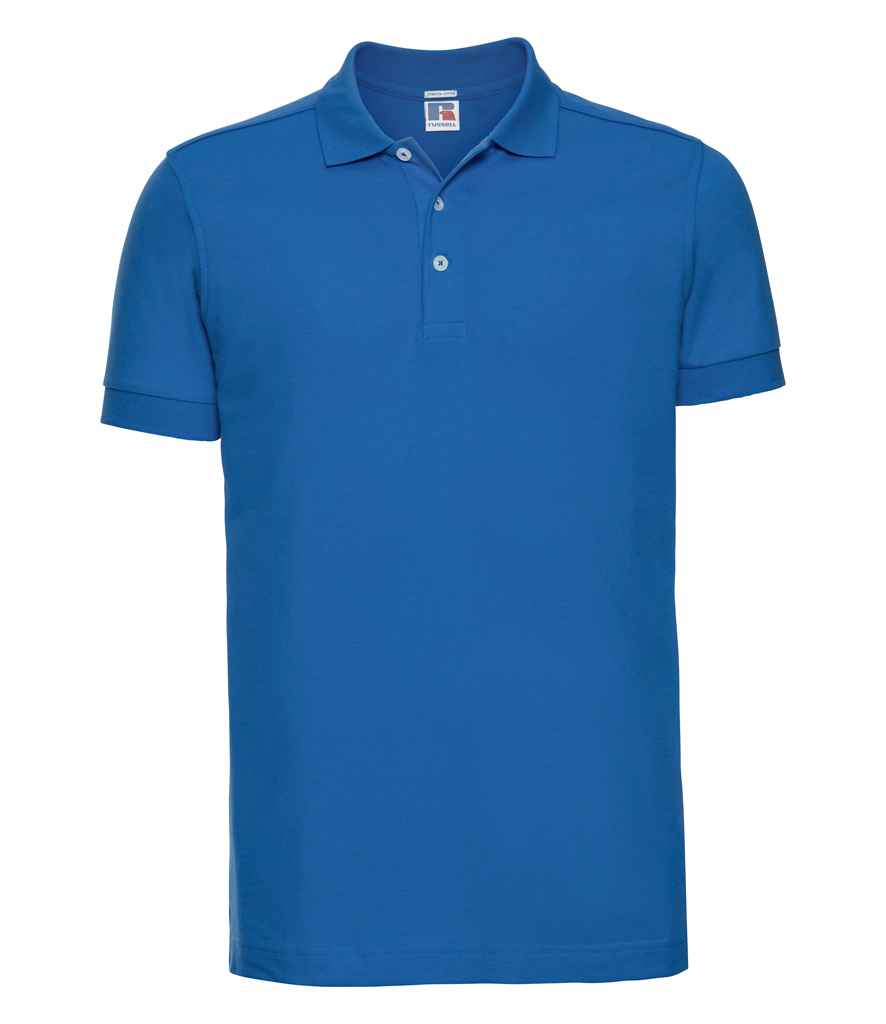 Russell Stretch Piqué Polo Shirt | Azure