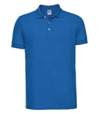 Russell Stretch Piqué Polo Shirt | Azure