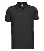 Russell Stretch Piqué Polo Shirt | Black