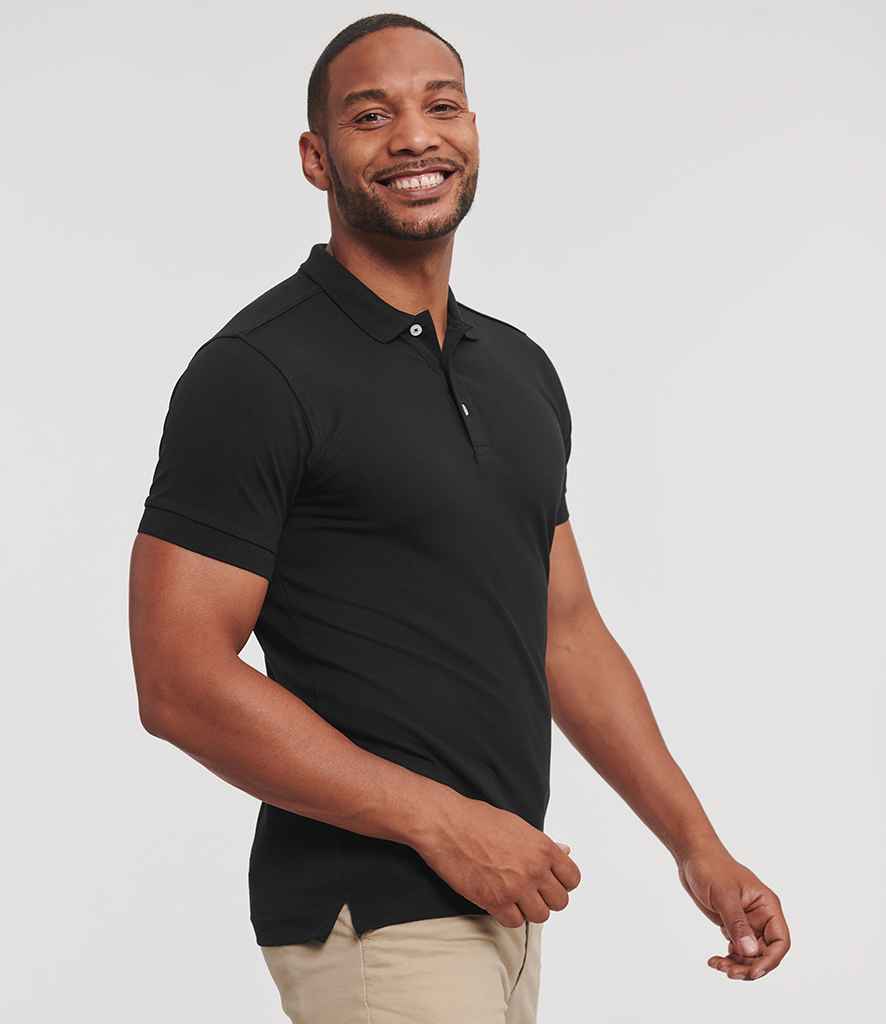 Russell Stretch Piqué Polo Shirt | Black
