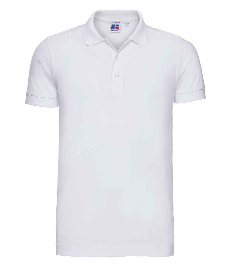 Russell Stretch Piqué Polo Shirt | White