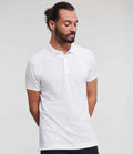 Russell Stretch Piqué Polo Shirt | White