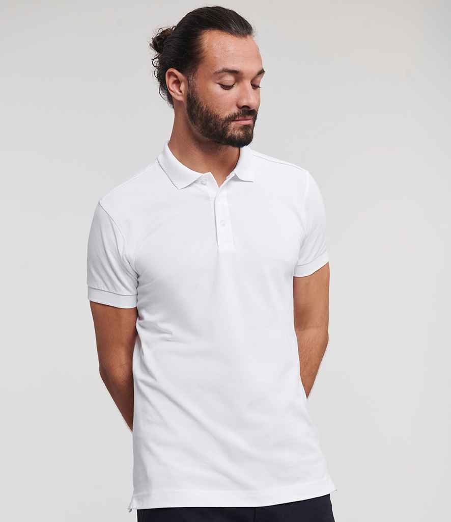 Russell Stretch Piqué Polo Shirt | White