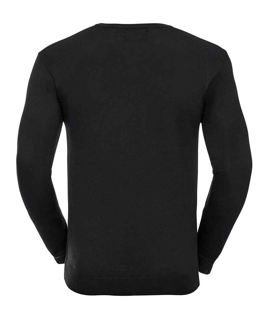 Russell Collection Cotton Acrylic V Neck Sweater | Black