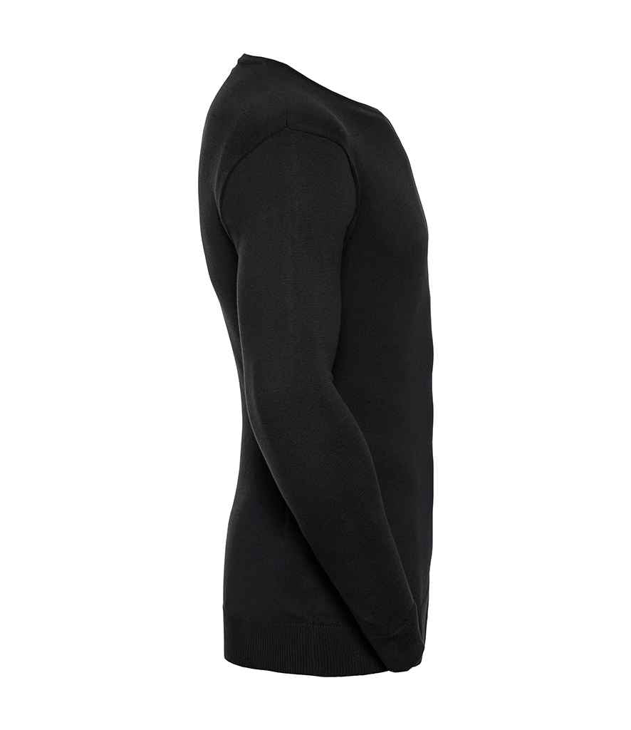 Russell Collection Cotton Acrylic V Neck Sweater | Black