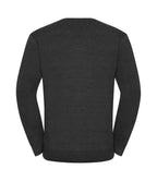 Russell Collection Cotton Acrylic V Neck Sweater | Charcoal Marl