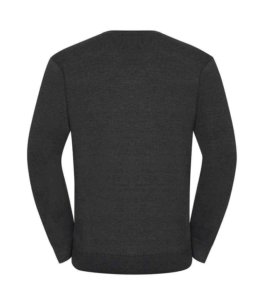 Russell Collection Cotton Acrylic V Neck Sweater | Charcoal Marl