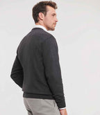 Russell Collection Cotton Acrylic V Neck Sweater | Charcoal Marl
