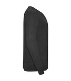 Russell Collection Cotton Acrylic V Neck Sweater | Charcoal Marl