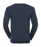 Russell Collection Cotton Acrylic V Neck Sweater | French Navy