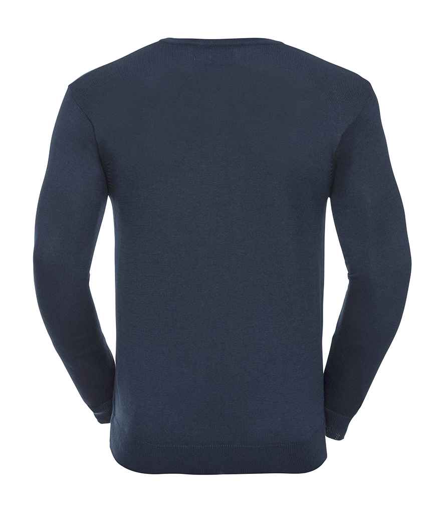 Russell Collection Cotton Acrylic V Neck Sweater | French Navy