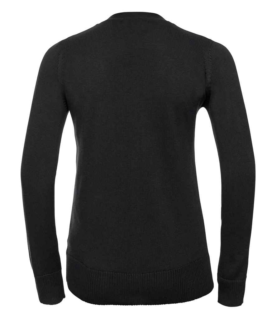 Russell Collection Ladies Cotton Acrylic V Neck Cardigan | Black