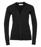 Russell Collection Ladies Cotton Acrylic V Neck Cardigan | Black