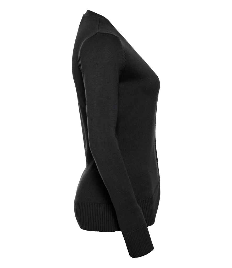Russell Collection Ladies Cotton Acrylic V Neck Cardigan | Black