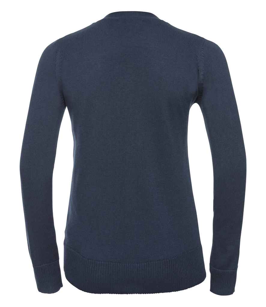 Russell Collection Ladies Cotton Acrylic V Neck Cardigan | French Navy