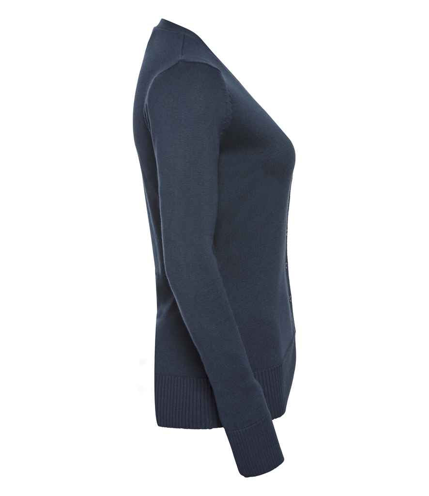 Russell Collection Ladies Cotton Acrylic V Neck Cardigan | French Navy