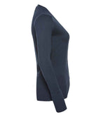 Russell Collection Ladies Cotton Acrylic V Neck Cardigan | French Navy