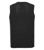 Russell Collection Sleeveless Cotton Acrylic V Neck Sweater | Black