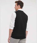 Russell Collection Sleeveless Cotton Acrylic V Neck Sweater | Black