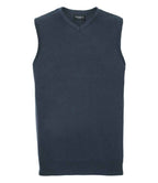 Russell Collection Sleeveless Cotton Acrylic V Neck Sweater | French Navy