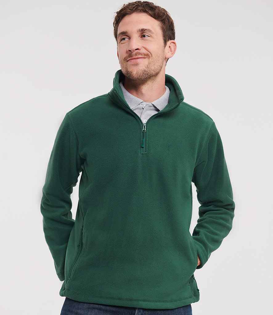Russell Zip Neck Outdoor Fleece | Bottle Green
