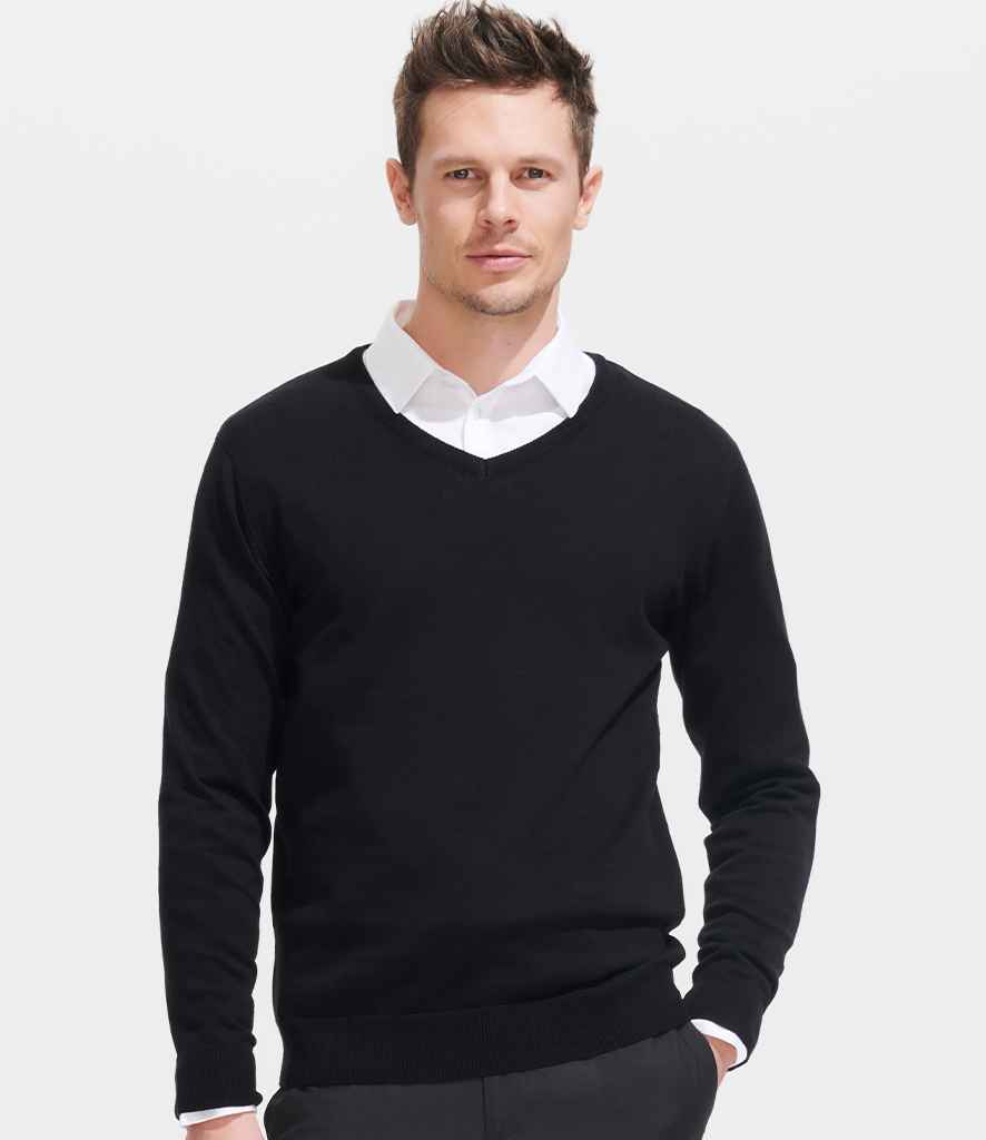 SOL'S Galaxy Cotton Acrylic V Neck Sweater | Black