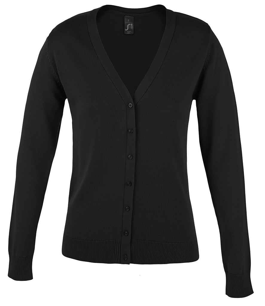SOL'S Ladies Golden Cotton Acrylic V Neck Cardigan | Black