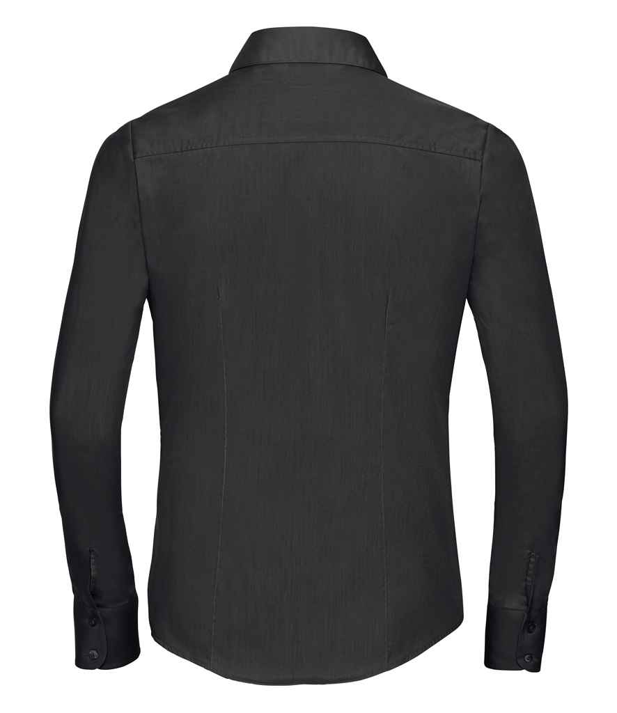 Russell Collection Ladies Long Sleeve Fitted Poplin Shirt | Black