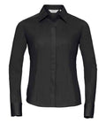 Russell Collection Ladies Long Sleeve Fitted Poplin Shirt | Black