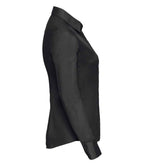 Russell Collection Ladies Long Sleeve Fitted Poplin Shirt | Black
