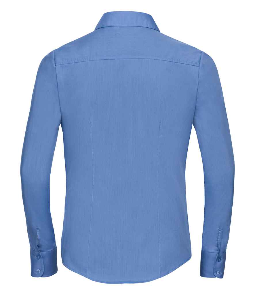 Russell Collection Ladies Long Sleeve Fitted Poplin Shirt | Corporate Blue