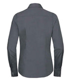 Russell Collection Ladies Long Sleeve Fitted Poplin Shirt | Convoy Grey