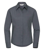 Russell Collection Ladies Long Sleeve Fitted Poplin Shirt | Convoy Grey