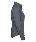 Russell Collection Ladies Long Sleeve Fitted Poplin Shirt | Convoy Grey