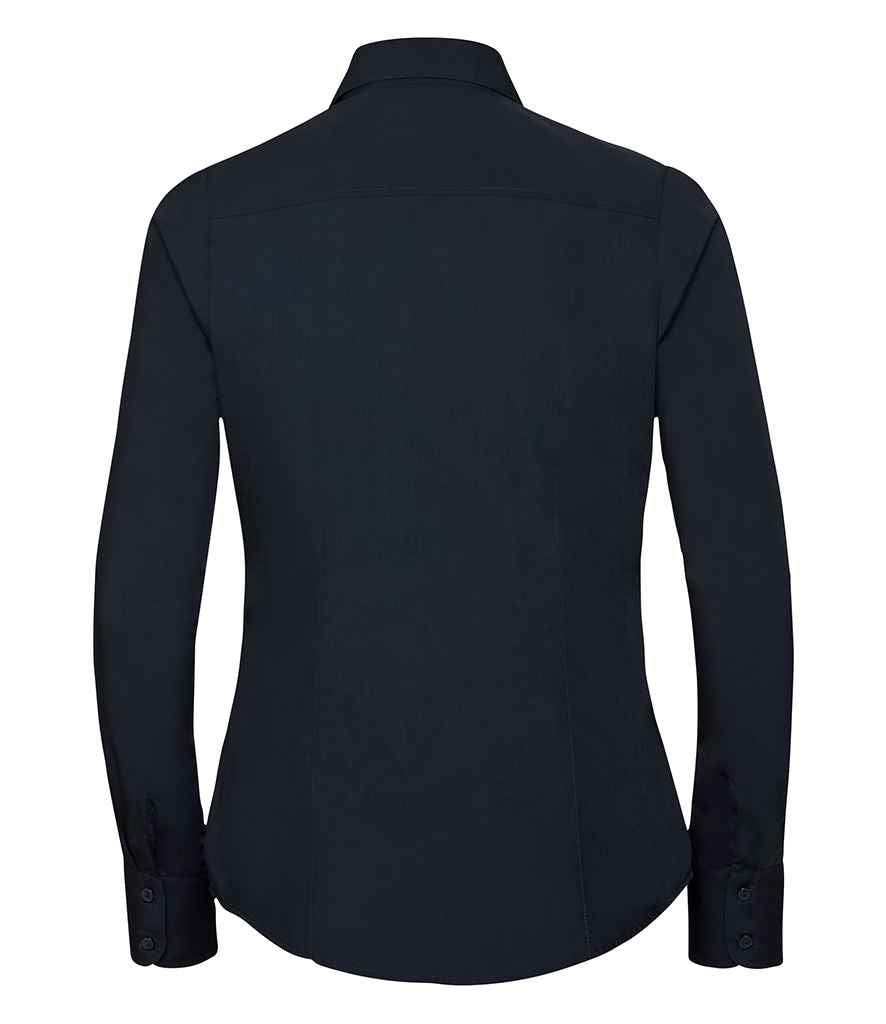 Russell Collection Ladies Long Sleeve Fitted Poplin Shirt | French Navy