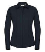 Russell Collection Ladies Long Sleeve Fitted Poplin Shirt | French Navy