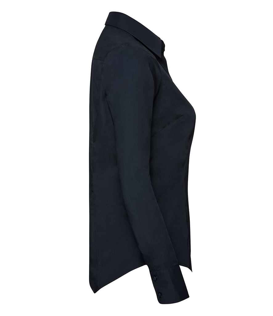 Russell Collection Ladies Long Sleeve Fitted Poplin Shirt | French Navy