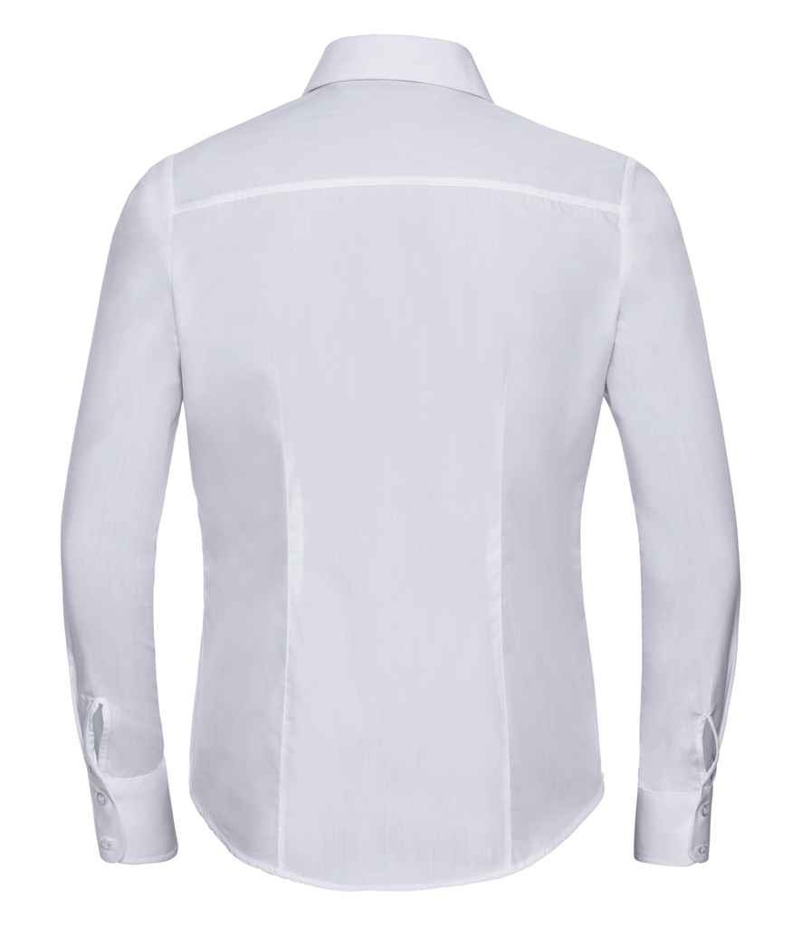 Russell Collection Ladies Long Sleeve Fitted Poplin Shirt | White