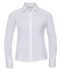 Russell Collection Ladies Long Sleeve Fitted Poplin Shirt | White