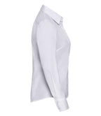 Russell Collection Ladies Long Sleeve Fitted Poplin Shirt | White