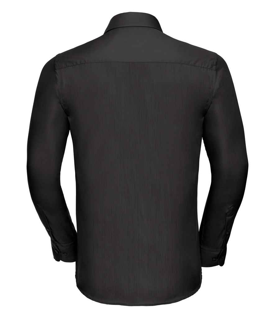 Russell Collection Long Sleeve Tailored Poplin Shirt | Black