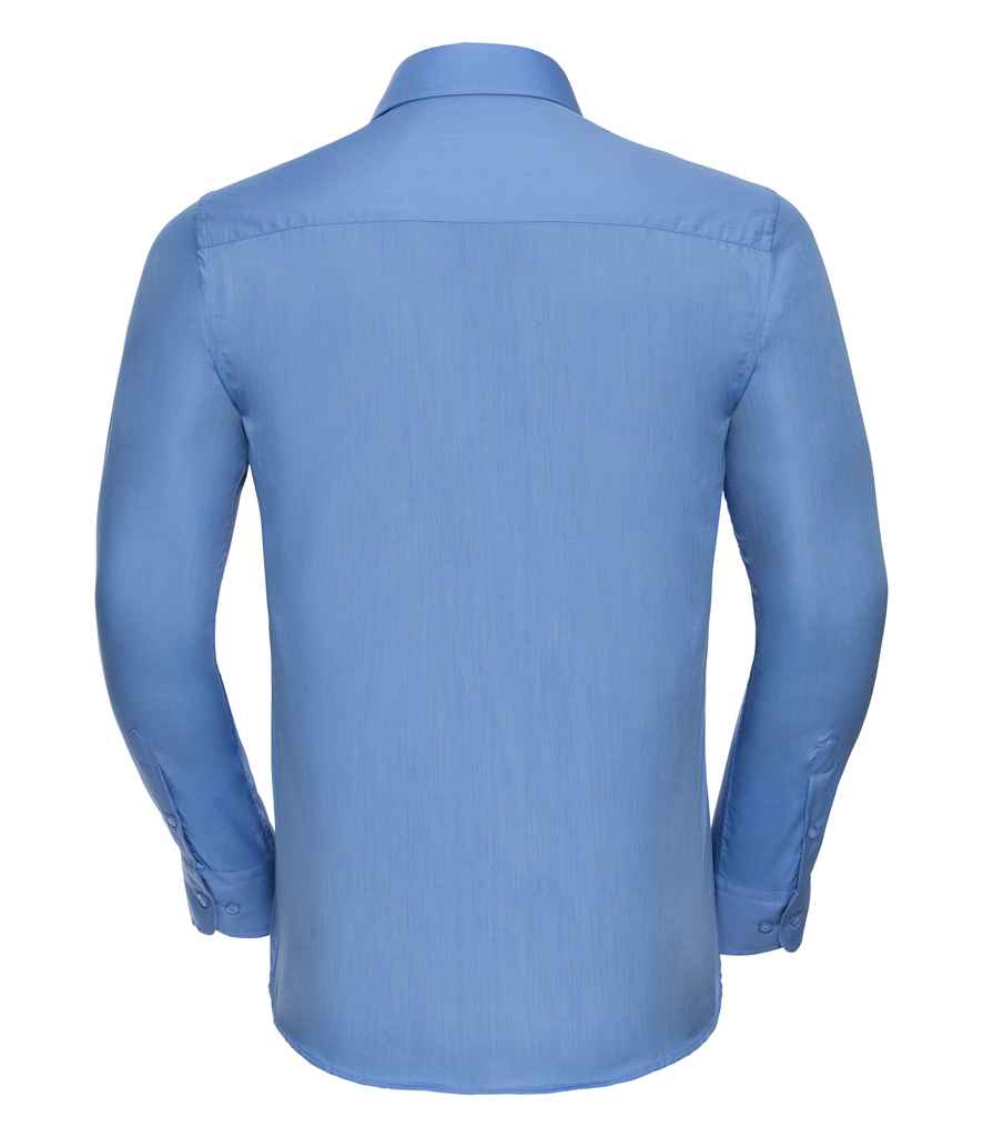 Russell Collection Long Sleeve Tailored Poplin Shirt | Corporate Blue