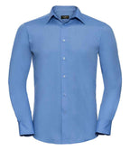 Russell Collection Long Sleeve Tailored Poplin Shirt | Corporate Blue