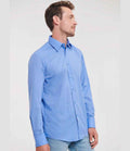 Russell Collection Long Sleeve Tailored Poplin Shirt | Corporate Blue