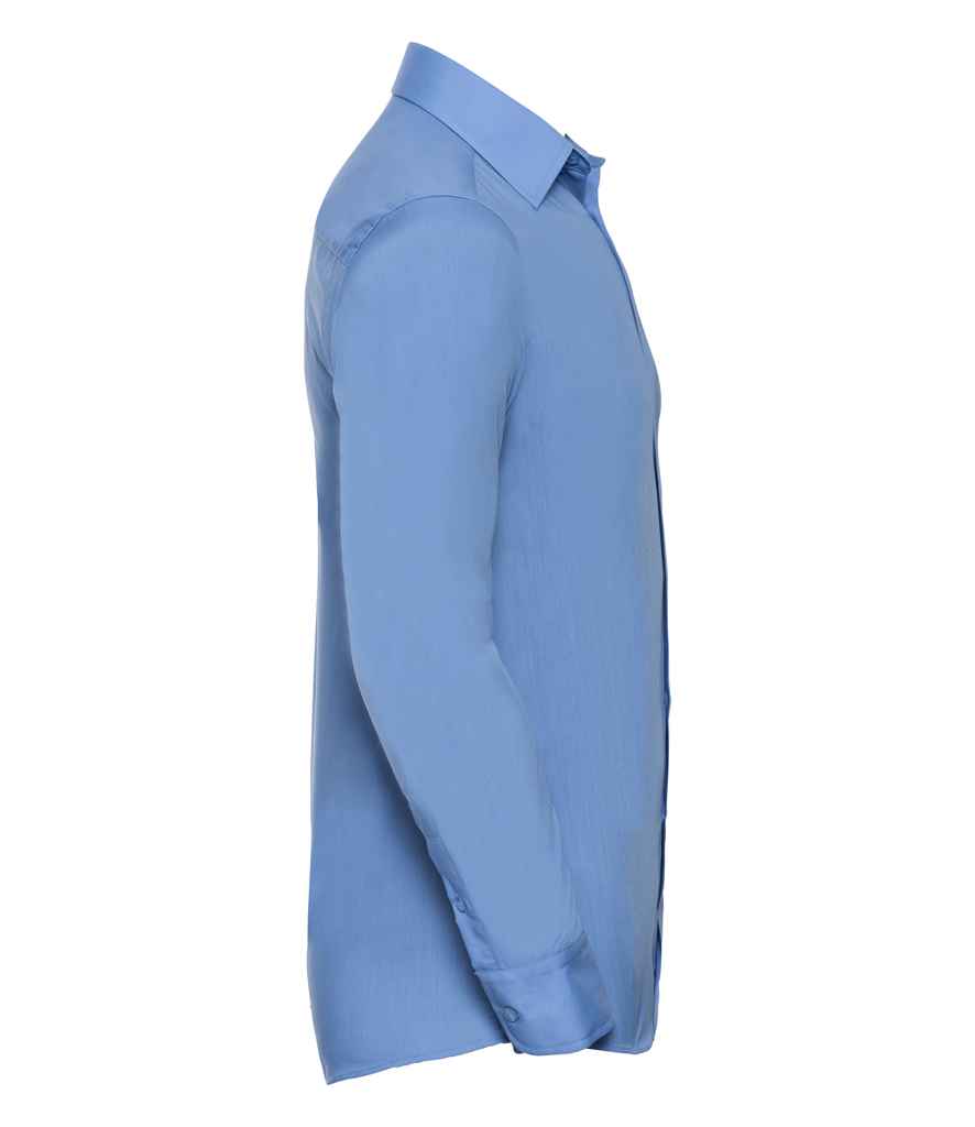 Russell Collection Long Sleeve Tailored Poplin Shirt | Corporate Blue
