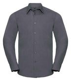 Russell Collection Long Sleeve Tailored Poplin Shirt | Convoy Grey