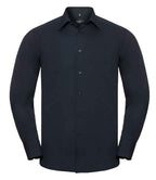 Russell Collection Long Sleeve Tailored Poplin Shirt | French Navy