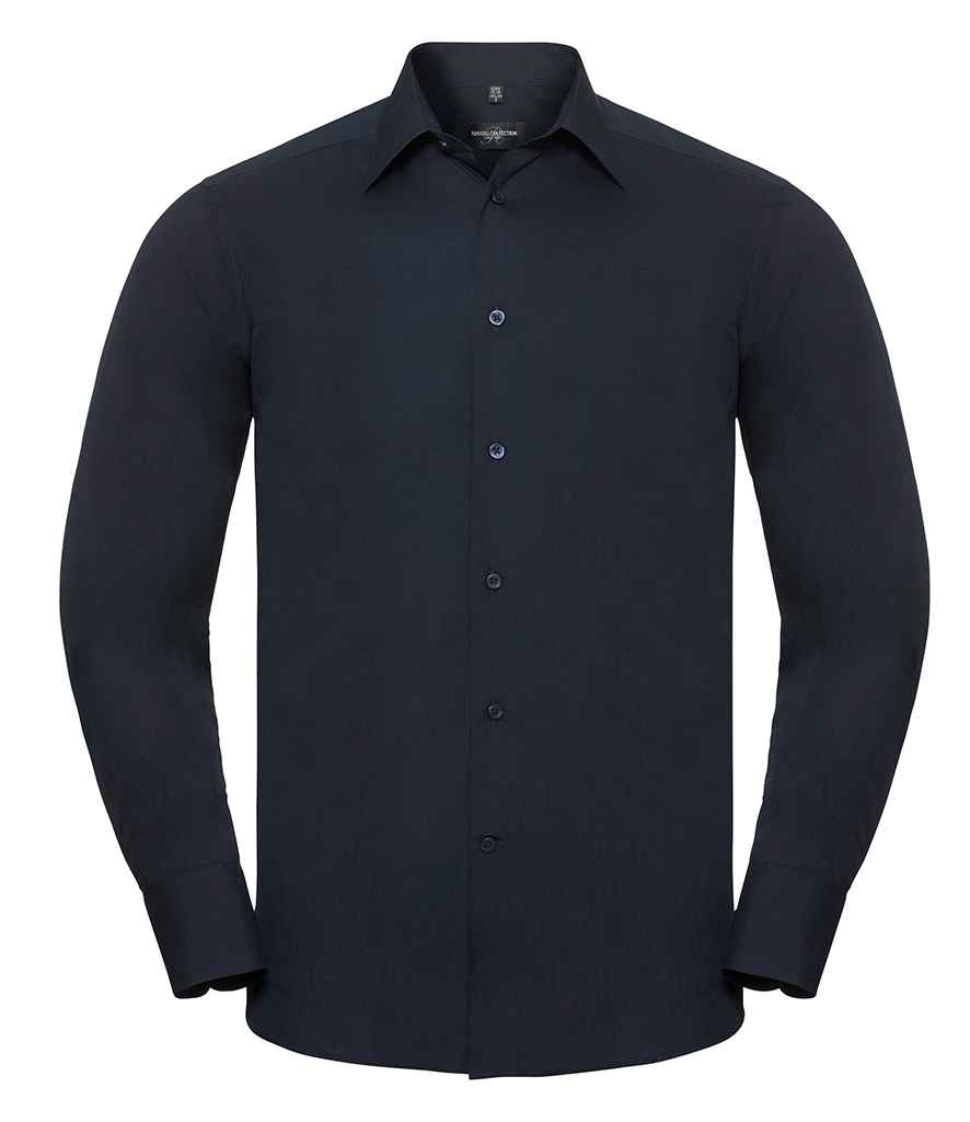 Russell Collection Long Sleeve Tailored Poplin Shirt | French Navy