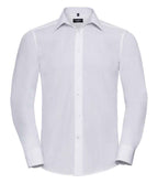 Russell Collection Long Sleeve Tailored Poplin Shirt | White